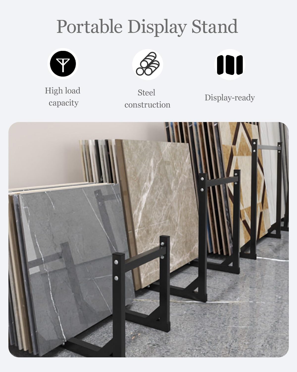 Banco di mostra del campione delle mattonelle di forma di U per il materiale da costruzione, scaffale dell'organizzatore di stoccaggio di forniture d'arte,
