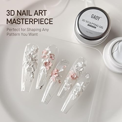Miniatura 4 de GAOY Gel de escultura 3D blanco para arte de uñas, 0.51 onzas de gel sólido de uñas no pegajoso, duro para tallar moldeo y construir