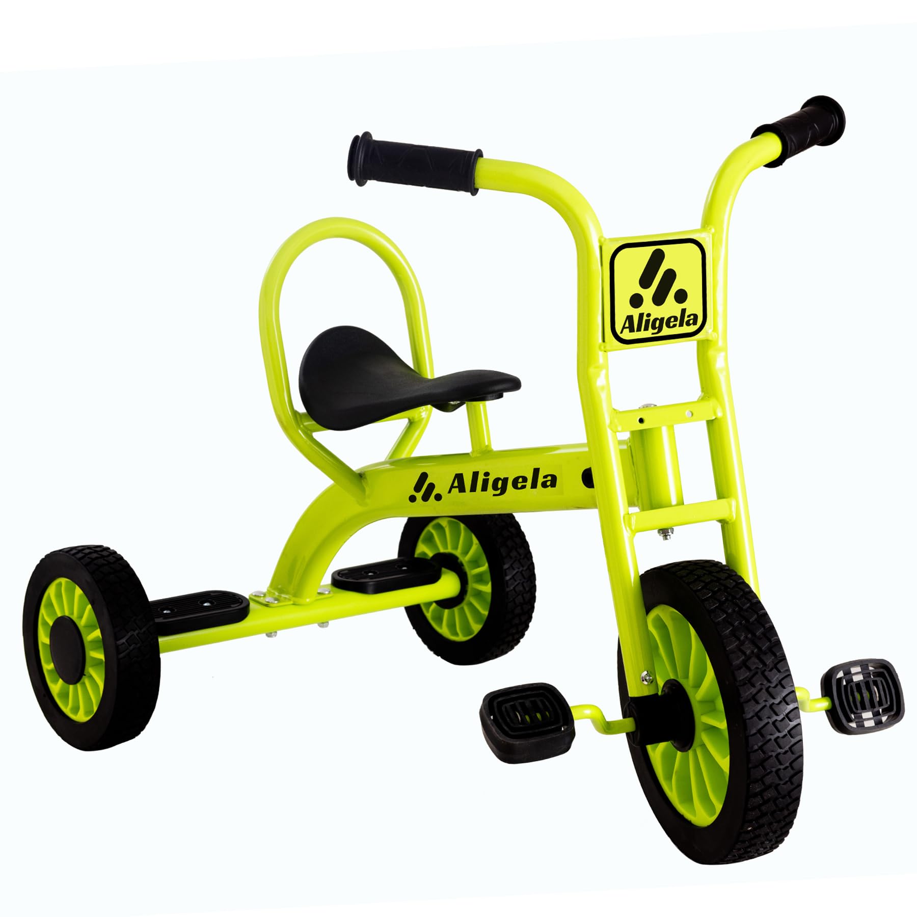 Aligela Tricycle For Kids Age 3 To 5,Preschool 3 Wheel Trikes For 3-5 Year Olds, Sturdy Carbon Metal Frame, Non-Slip Rubber Wheels, Heavy Duty Nursery Schools Outdoor Bicycle, Green