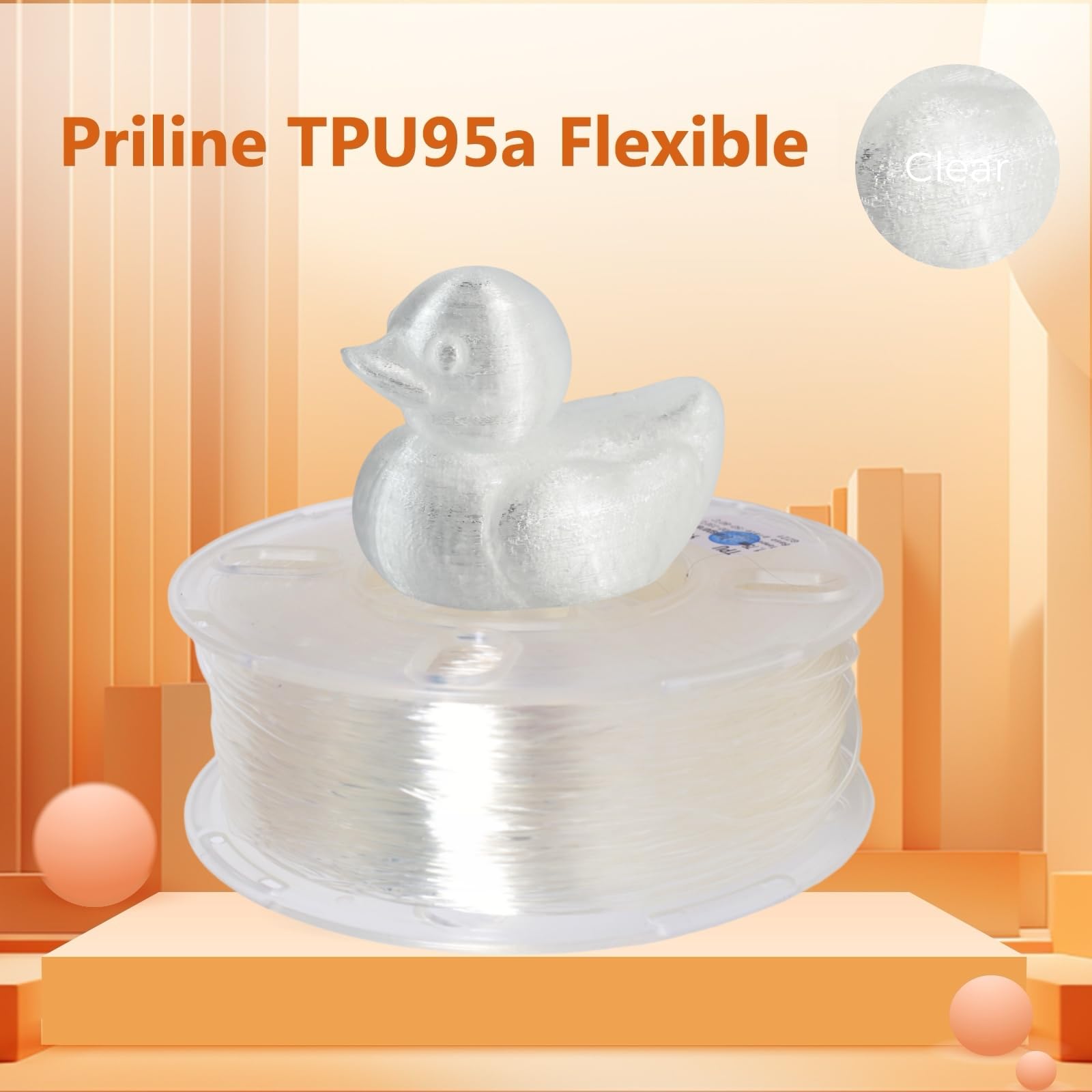 PRILINE Filament TPU souple 95 A pour imprimante 3D haute débit/haute vitesse 1 kg bobine 1,75 mm compatible impression rapide, translucide