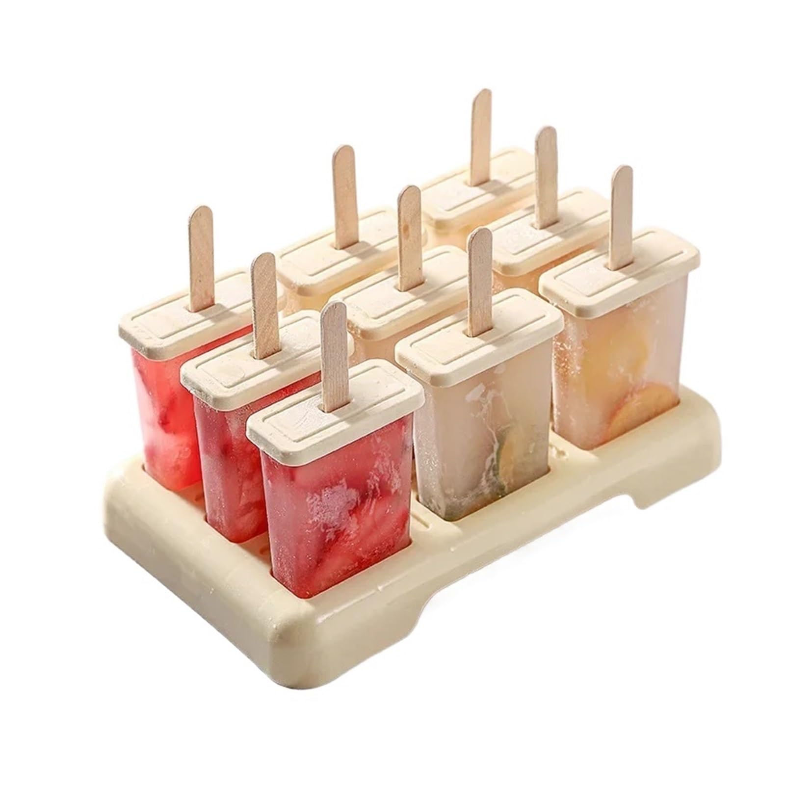 Moldes Helados Ice Cream Popsicle Mold Machine Homemade Box with Plastic Stick Ice-lolly Tray(Pink)