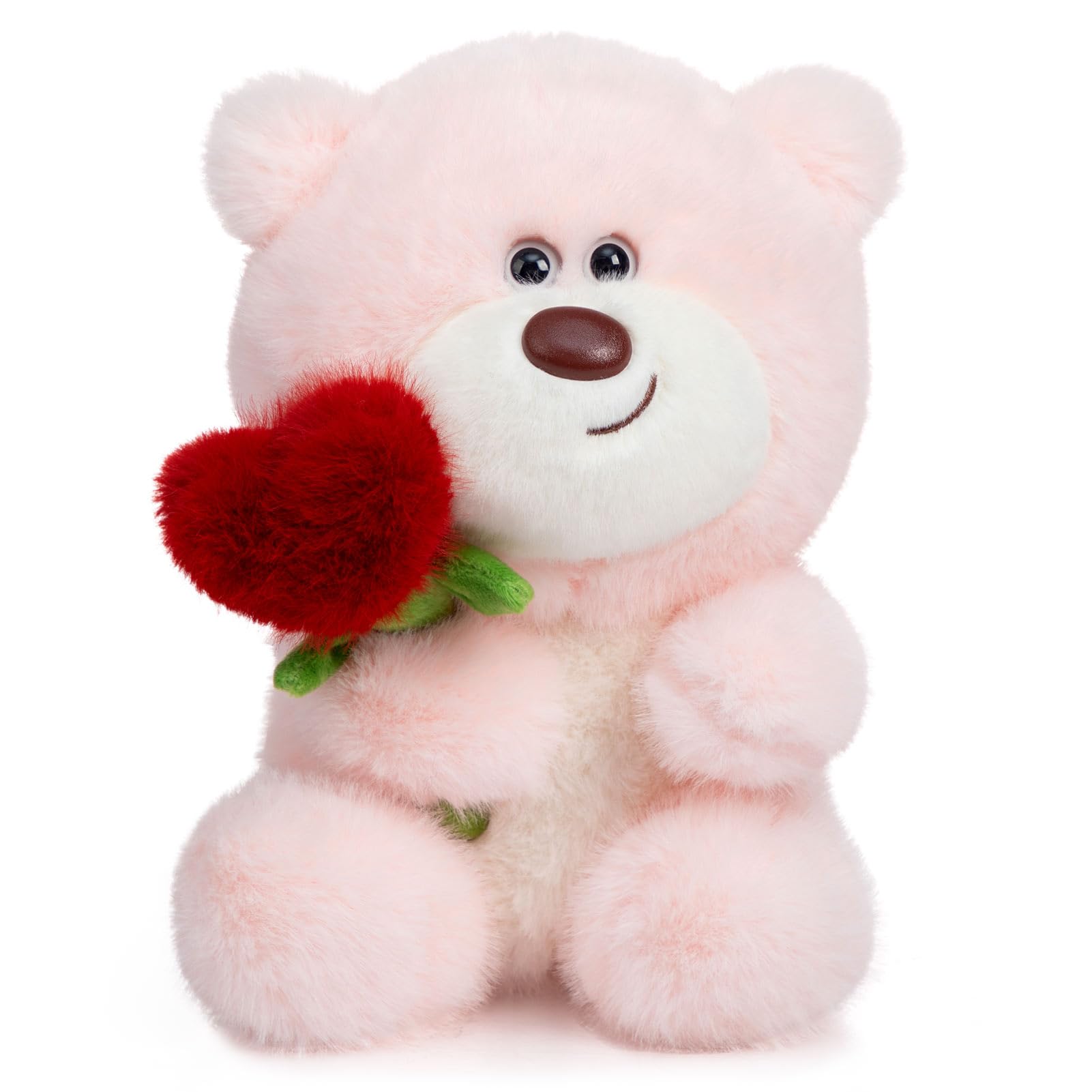 BEJOY Teddy Bear Plush Bear, Teddy with Rose Plush Toys, Love Valentine's Day Bear, Stuffed Animal Cuddly Toy Gifts for Girlfriend Mama Children (Pink,28cm)