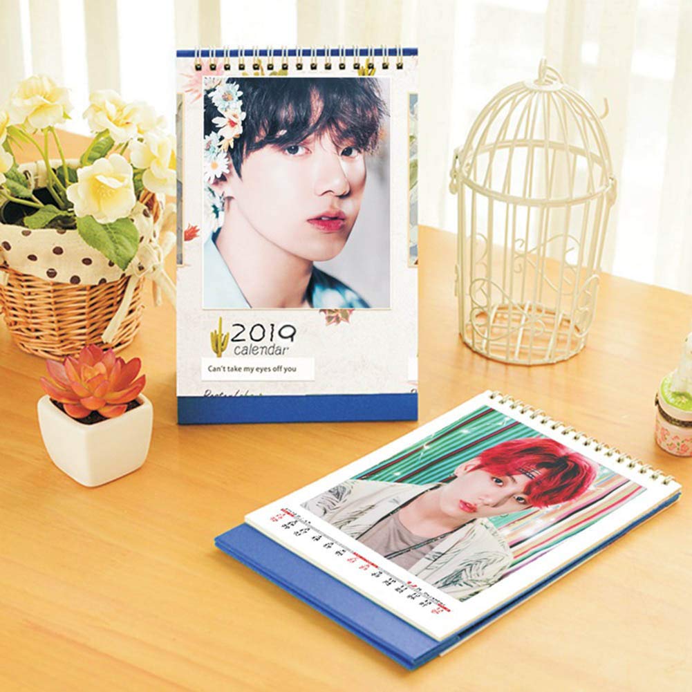 Teblacker BTS Desk Calendar 2019 | Kpop Bangtan Boys Jungkook, Jimin, V, Suga, Jin, J-Hope, Rap Monster 2019 to 2020 Deskt...