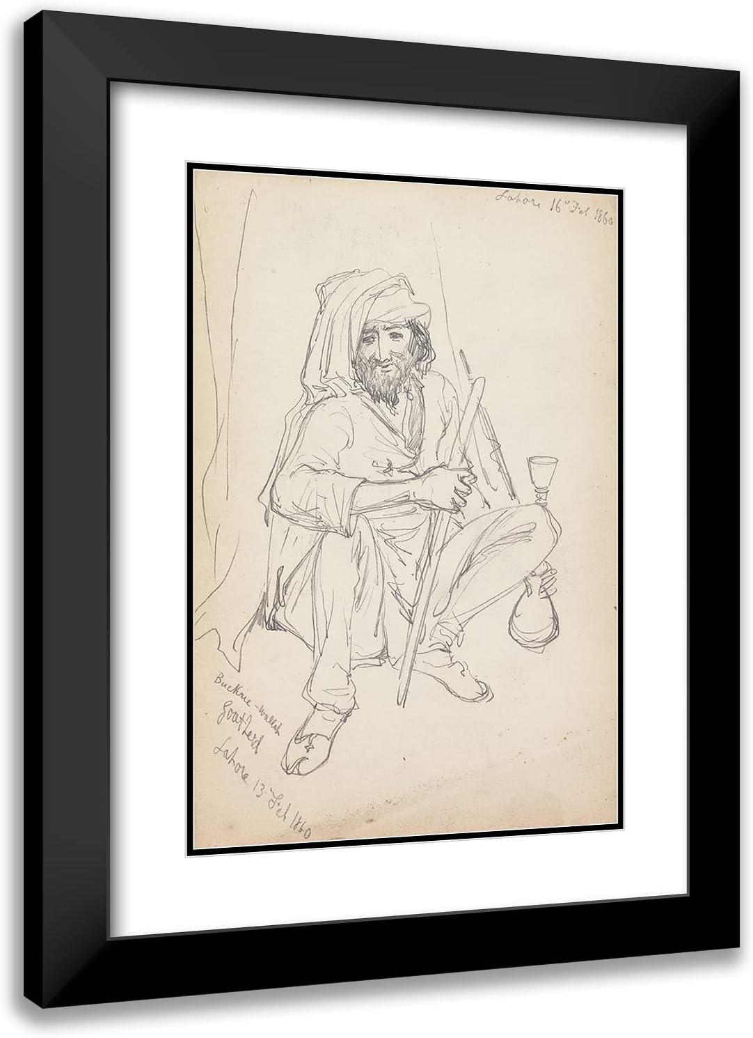 ArtDirect William Simpson 13x18 Black Modern Frame and Double Matted Museum Art Print Titled - Bakri Wallah, Lahore 13 February 1860 (1860)
