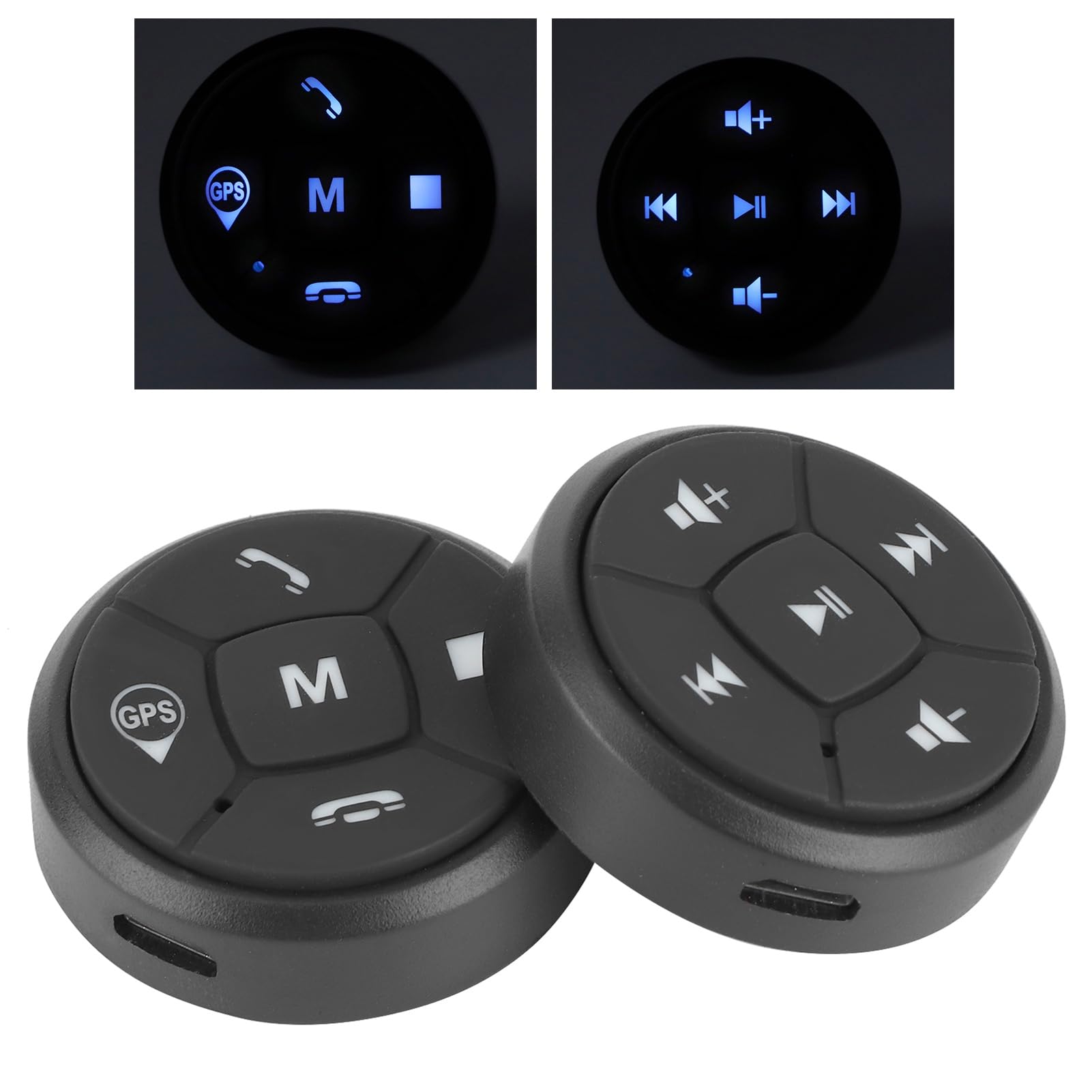 Akozon Kit Bluetooth per Auto, Pulsante di Controllo del Volante, Telecomando Portatile per Radio, Controller dello Sterzo Senzafilo