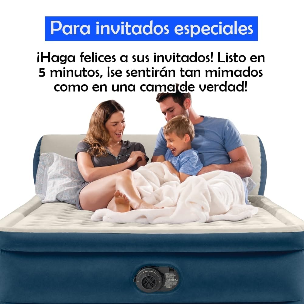 Silky Bed Cama Hinchable Doble 229x152x79 cm – Autoinflable con Bomba Eléctrica Integrada, Comodidad Ergonómica, Cabecero Alto y Bolsa de Transporte – Visto en TV