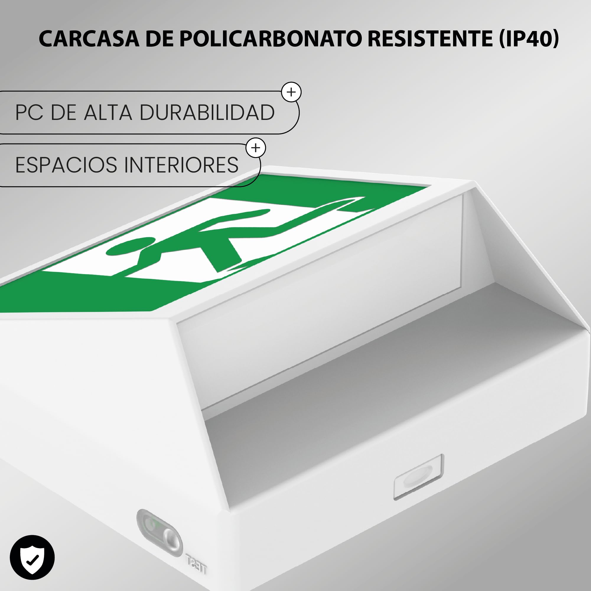 Iluminación de Emergencia LED con Pictograma - Señalización Luminosa - Alumbrado en Interior, Visibilidad 16 m, IP40, Instalación en Pared (Blanco, Salida de Emergencia Derecha)