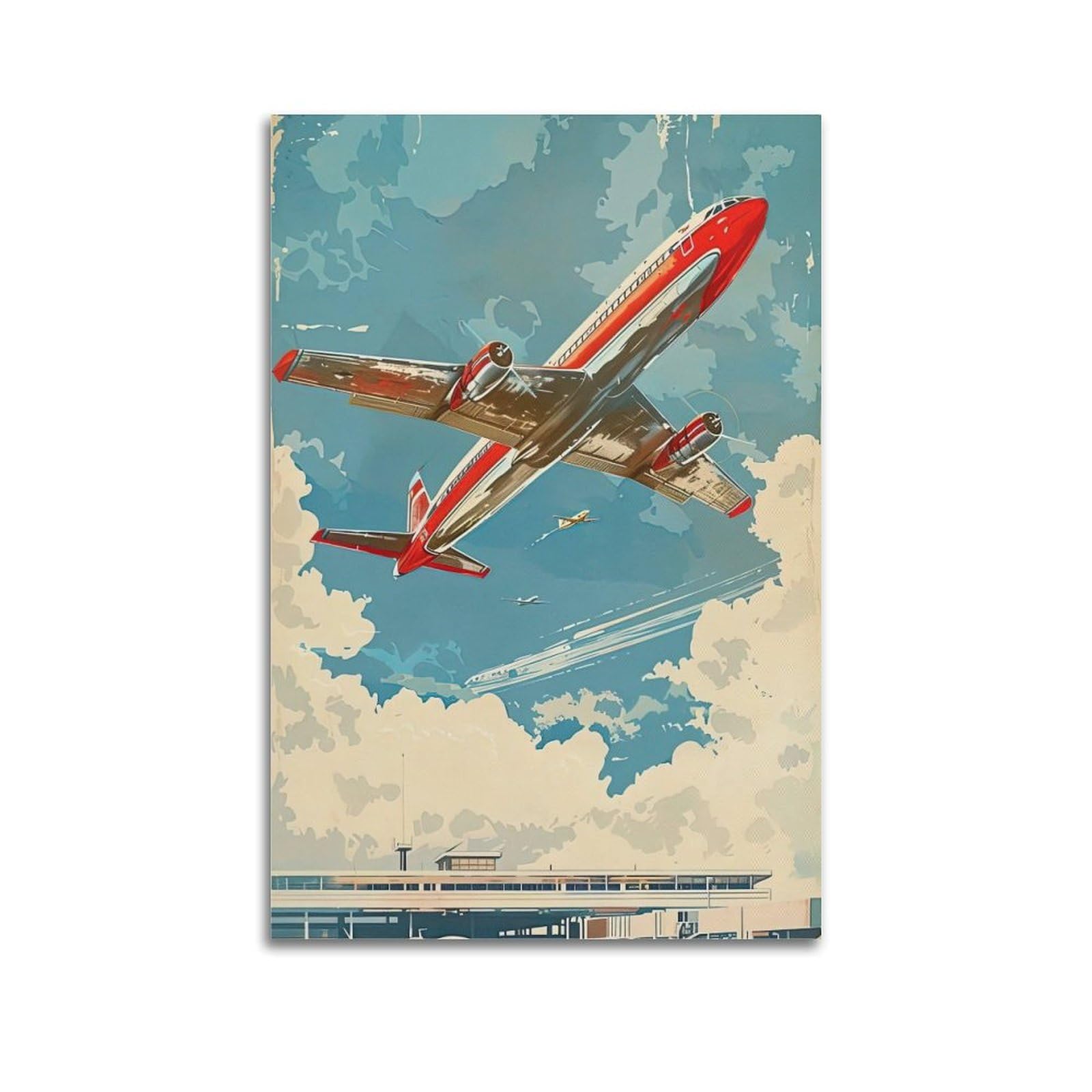 FQNYR Vintage Poster Airplane Poster Decorative Painting Canvas Wall Art Picture Print Modern Family Bedroom Decor 12x18inch(30x45cm)