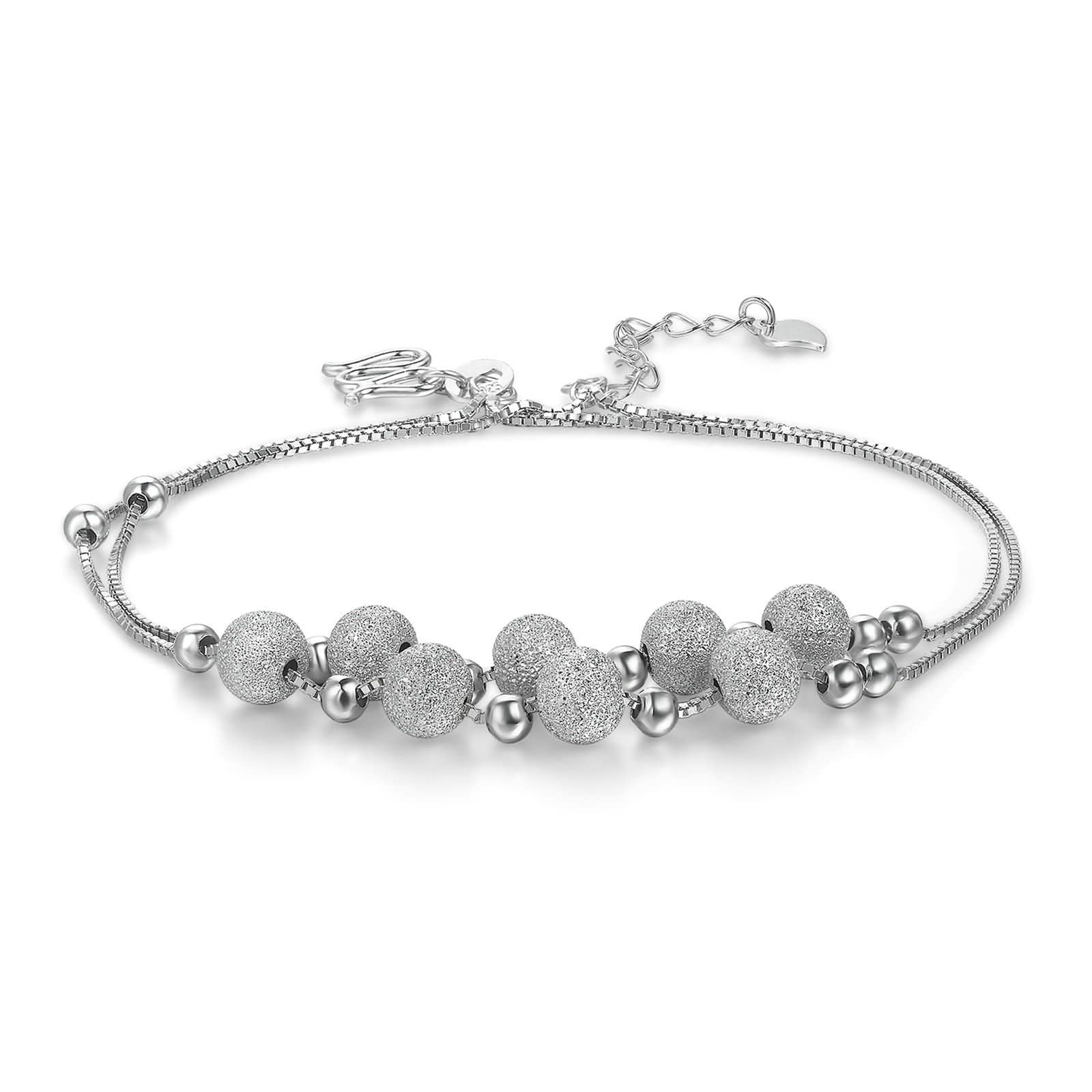 Cavigliere in Argento,Cavigliera Donna Perline Opache Cavigliere Donna 24CM Cavigliere Argento 925 Donna