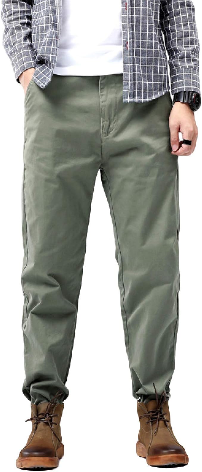 Mens Chinos Trousers Plain Lightweight Cargo Pants Loose Fit Classic