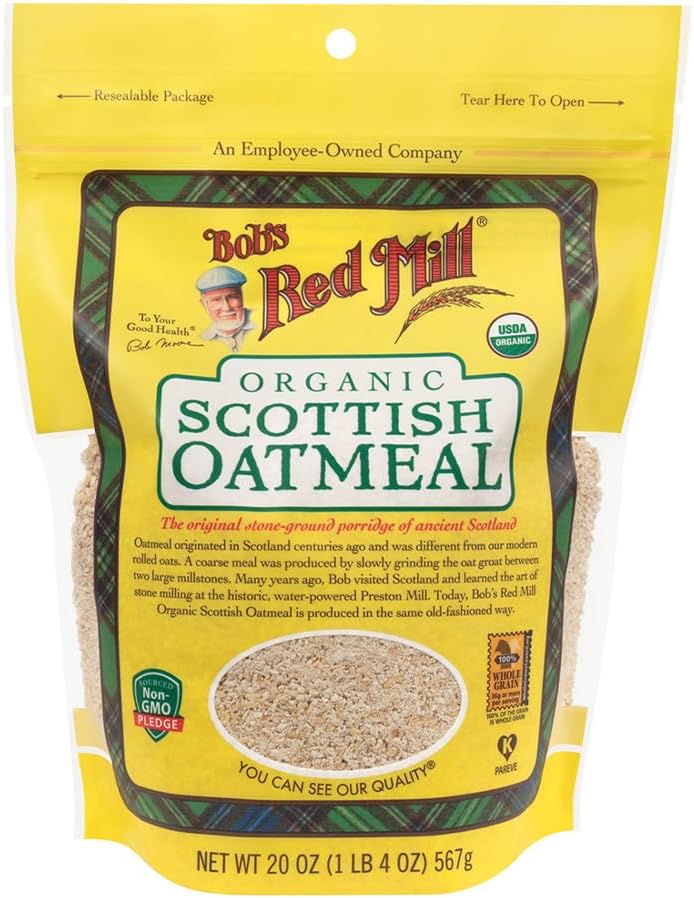 Bob's Red Mill Organic Scottish Oatmeal, 20oz (Pack of 1) - Non GMO, Whole Grain, Vegan, Kosher