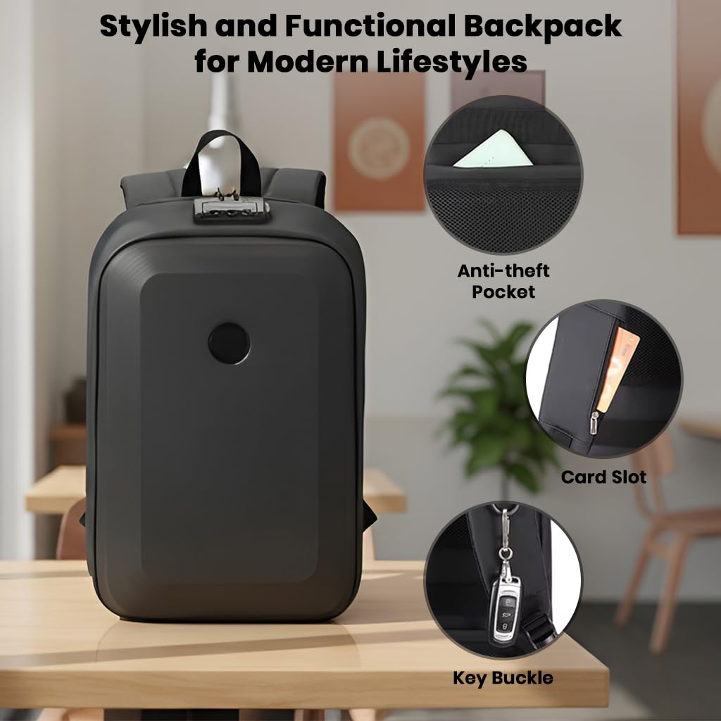COMPX Hardshell Laptop Backpack Bag for Man - 15L Volume & Fit for 17” Laptop Waterproof, Anti-Theft, 3 Pin Lock, Padded Shoulder Straps, 180° Flat-open, Bagpack for Daily Commute & Office 12 61enbJ6BKcL. SL1024