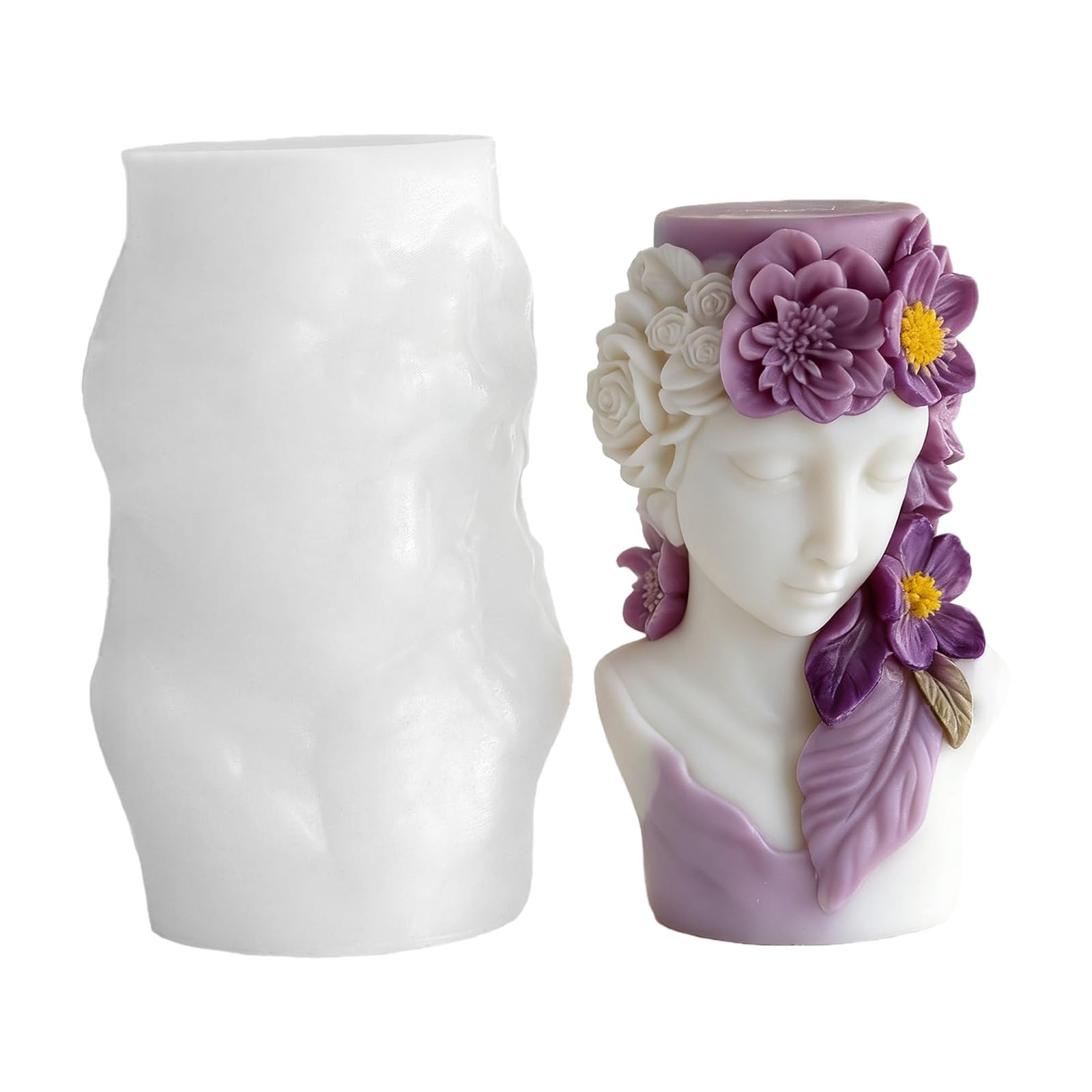 LUCKGONI Flower Girl Cylinder Silicone Candle Mould For Resin Casting Making Candle Soap Decoration