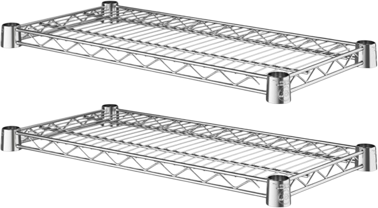 2 Pack! 14" W x 24" L Chrome Wire Shelf. Heavy-Duty Adjustable Storage Rack, Commercial-Grade Shelving Unit for Kitchen, Garage, or Warehouse, Open Wire Design for Airflow, Durable and Versatile