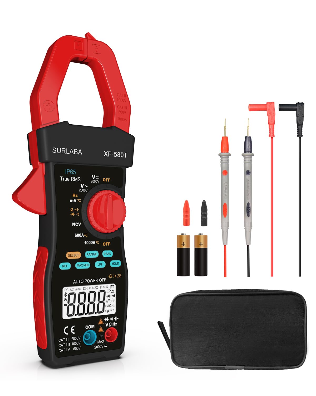 Digitales Zangenmessgerät 1000A/2000V AC DC Strom Spannung LPF Multimeter 6000 Zählungen, TRMS NCV Amp Volt Widerstand Kapazität Frequenz Durchgangsprüfer für Photovoltaik-Industrie