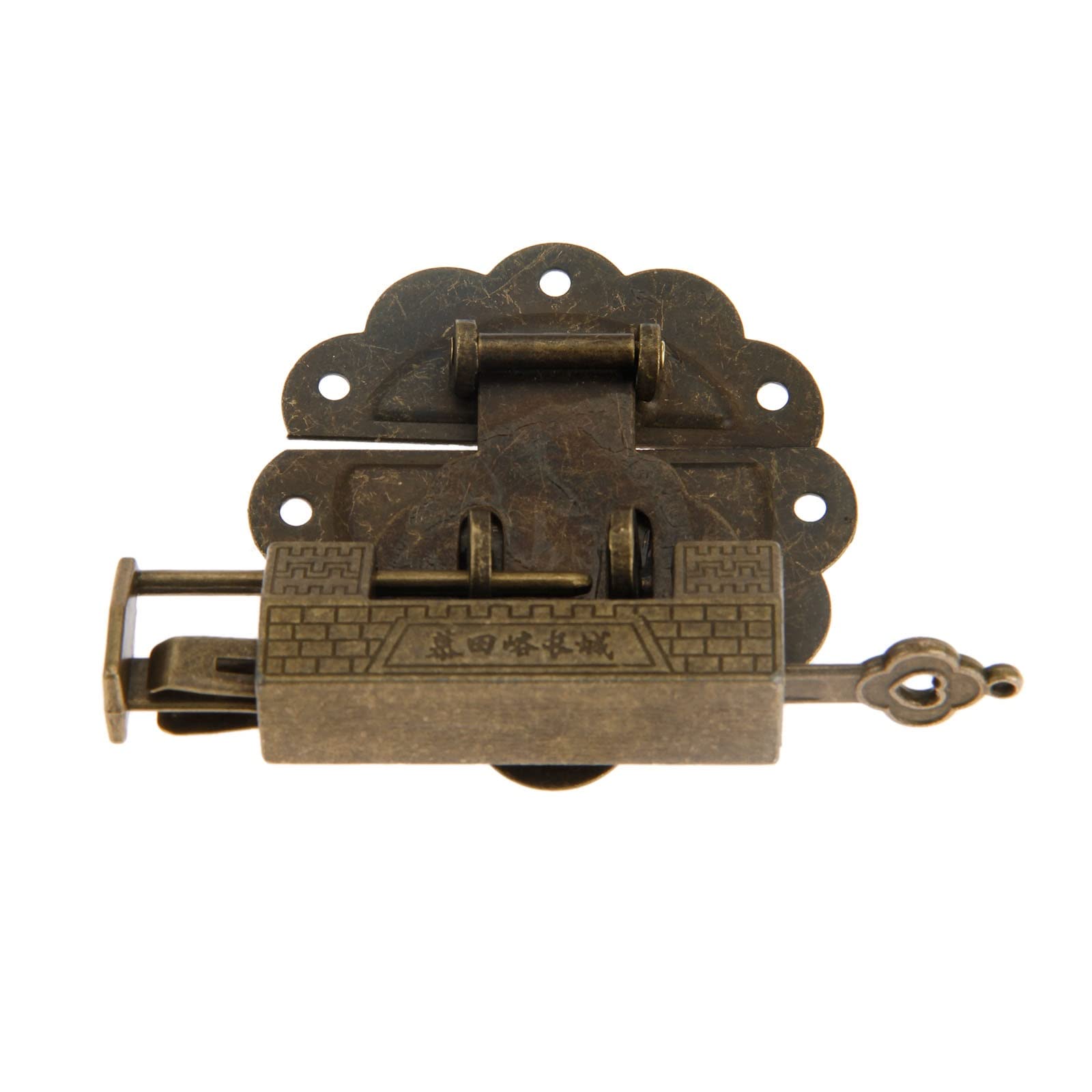 Boucle fermoir vintage et cadenas chinois pour coffret en bois et meuble ancien