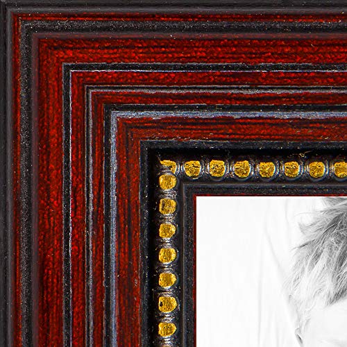 ArtToFrames 5x16 Inch Red Picture Frame, This 1.0000 Inch Custom Poster Frame is Cherry - Comes with Glass and Corrugated Backing (2WOM80801-CHY-5x16)