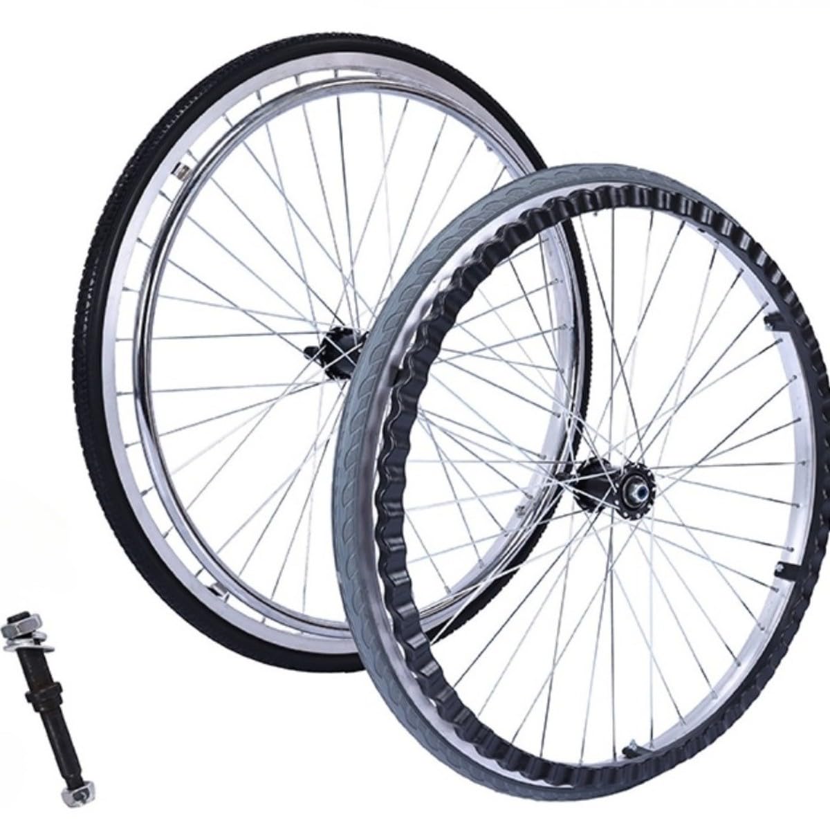Tylne koła do wózka inwalidzkiego, 40/50/61.1 cm, zapasowe koła z aluminiową piastą i osią szybkiego zwalniania do ręcznych wózków inwalidzkich, trwałe i lekkie
