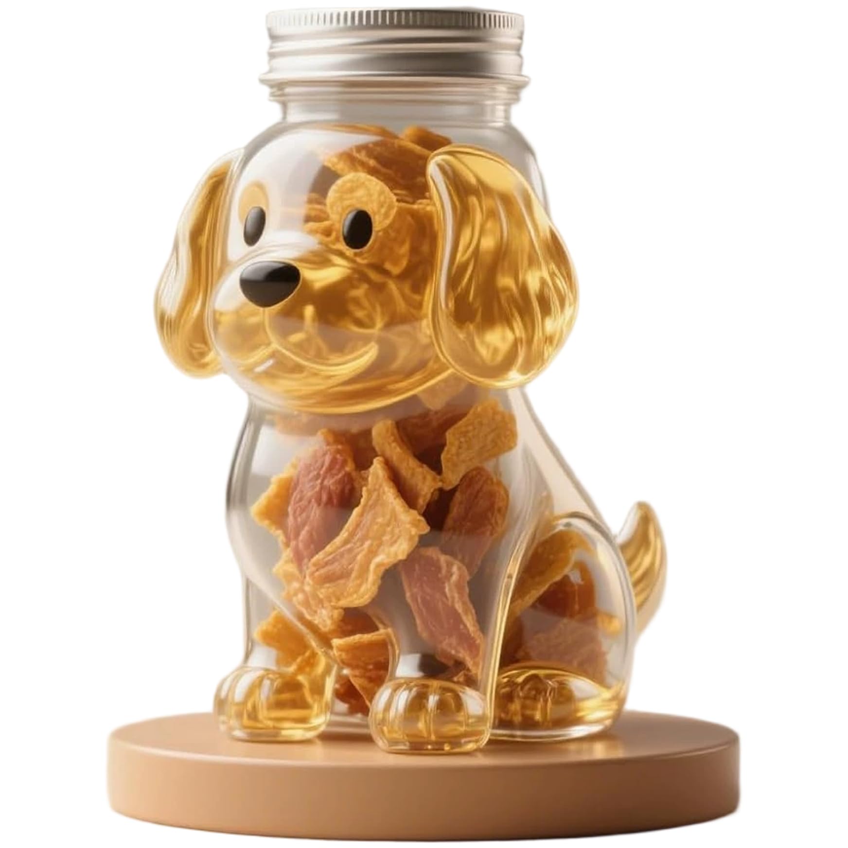 Veesper Pet Treat Jar Golden Retriever Shape Airtight Glass Cookie Jar with Lid Cute Dog Canister Storage Container for Pet Treats Biscuits Coffee Pods Snacks