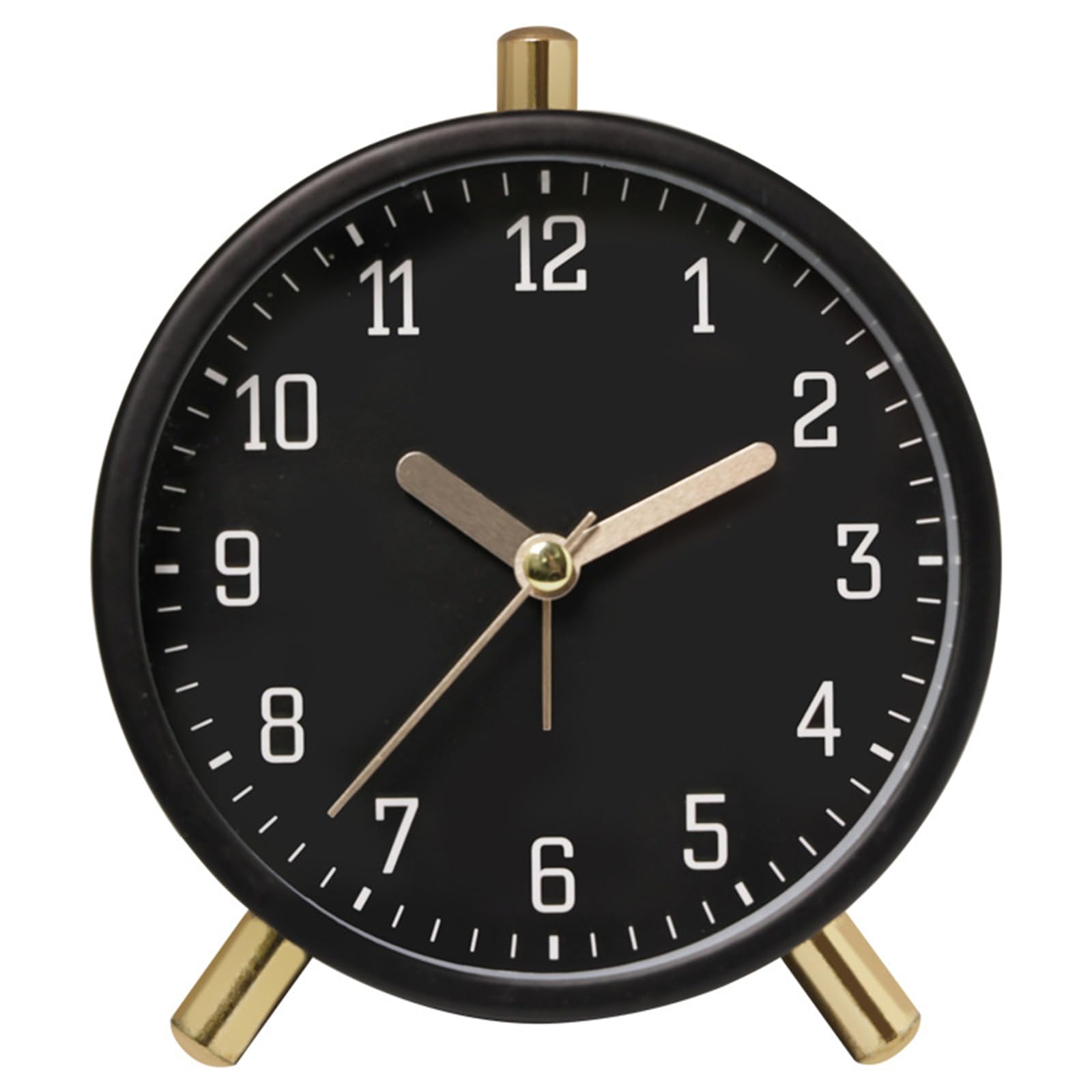 Xjdzineq Not Ticking Quiet Round Metal Alarm Clock with Nightlight Function for Quiet Sleep Environment in Bedrooms or Offices Battery Operated Desk Clock