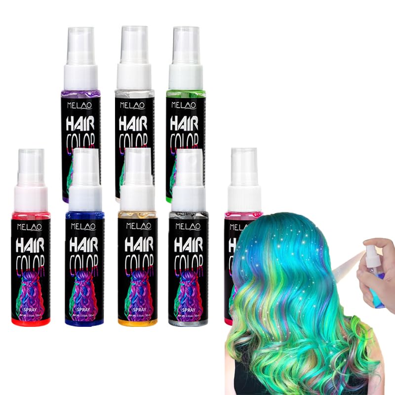 Azonee Temporary Hair Color Spray Botanical Temporary Bubble Dye Hair Color Spray, Christmas Temporary Hair Dye Color Disposable Quick Hair Dye for Christmas Cosplay Party, 8 Color