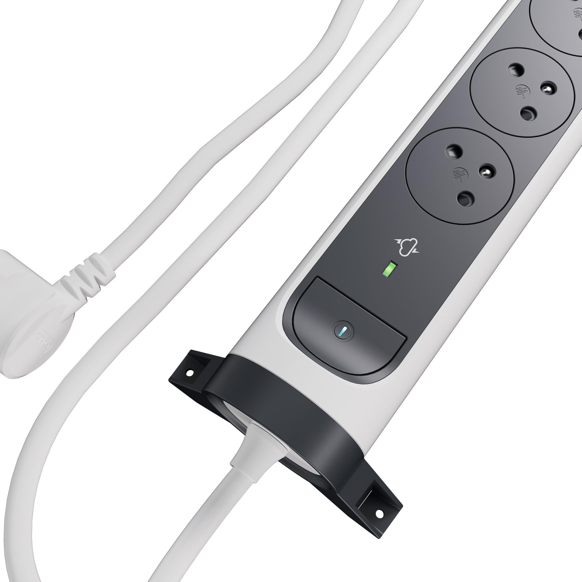 LEGRAND | Rallonge multiprise 3x2P+T 16A 3680W et 2 USB-C 20W Charge Rapide, Bloc Rotatif pivotant 12°, 1,5M, Blanc/Noir