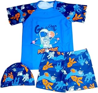 THE MORNING PLAY Morex Boys Girls Swimming Costume for Boys Girls Set with T-Shirt, Shorts and Cap Three-Piece Swimsuit Se... Price In India