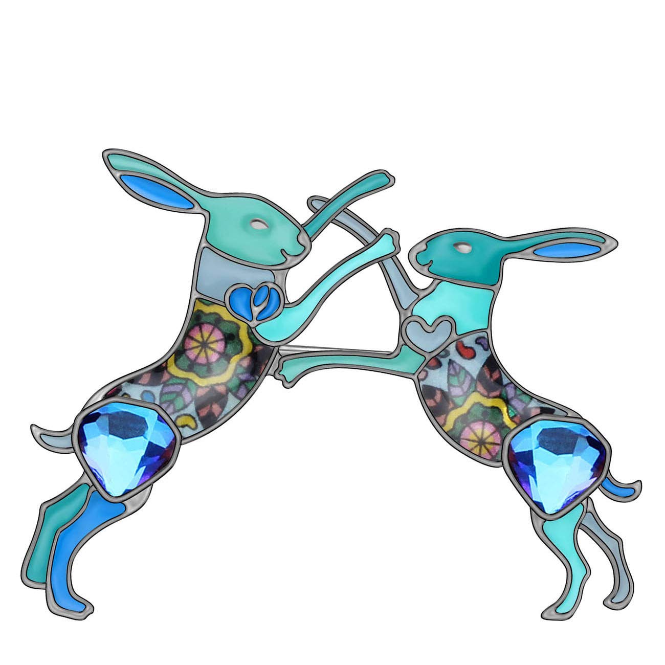Broche de conejo de Pascua NEWEI en aleación esmaltada azul para mujer 7