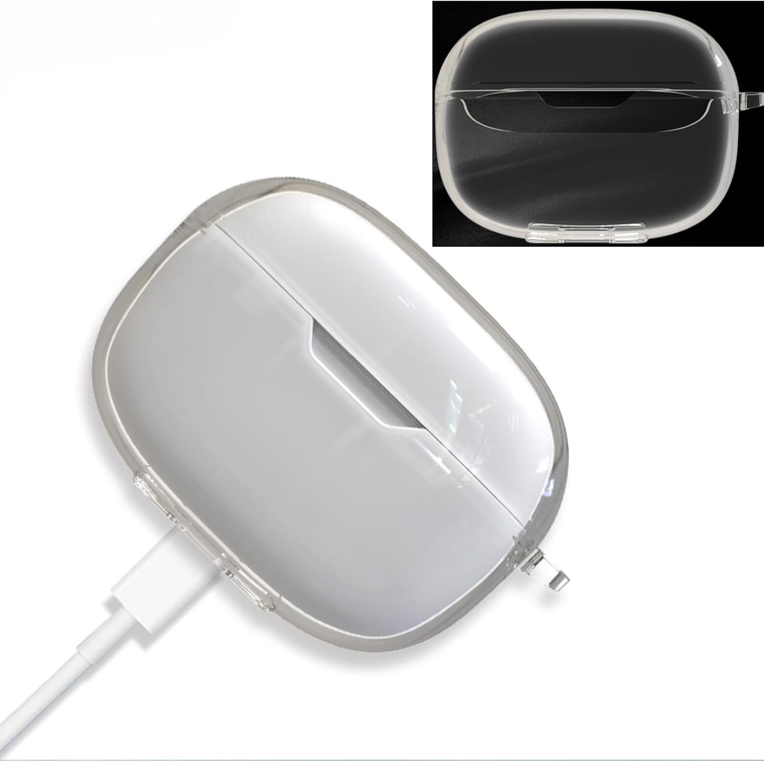 Bluetooth Headset Protective Case for JBL Wave Beam 2 Transparent TPU Drop-Proof Soft Case with Hooks