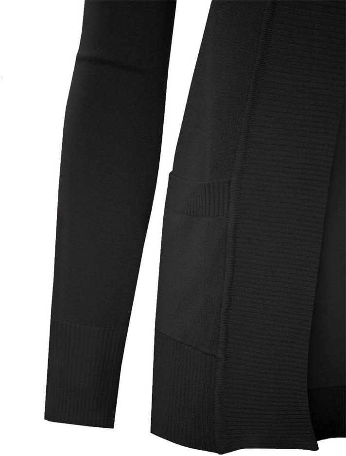 Cielo Women's Solid Basic Open Front Pockets Knit Sweater Cardigan