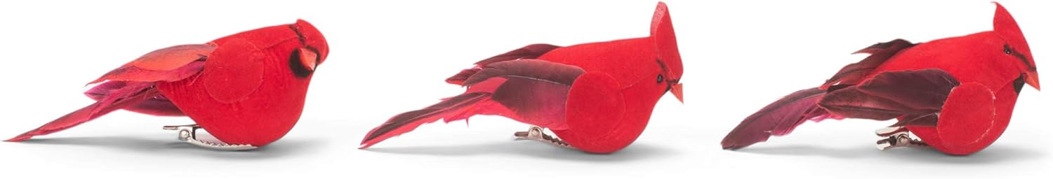 RAZ Imports Set of 3 Cardinal Clip on Christmas Tree Ornament 4 Inch Long Red Bird Decoration - Image 2