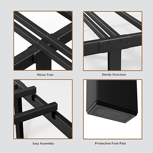 Miniatura 5 de Marcos de Cama Tamaño Twin con Estación de Carga, Marco de Cama de Plataforma de Metal Negro con Luces LED, Soporte de Listones de Acero Metal