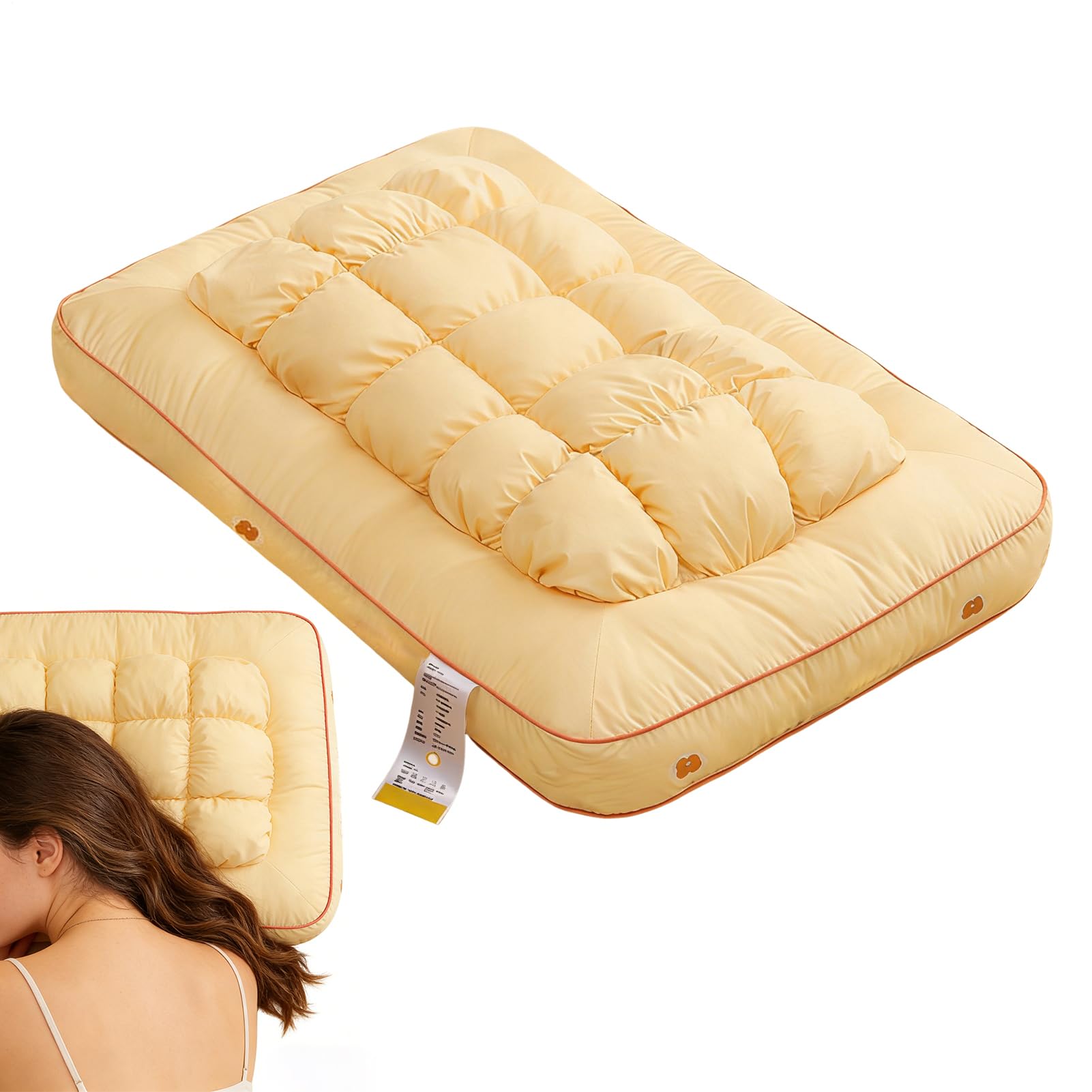 Genérico Oreiller en duvet | Appui-tête ergonomique avec rembourrage en plumes – Oreillers de lit avec support cervical, pour sur le côté ou le dos à la maison ou dans la chambre