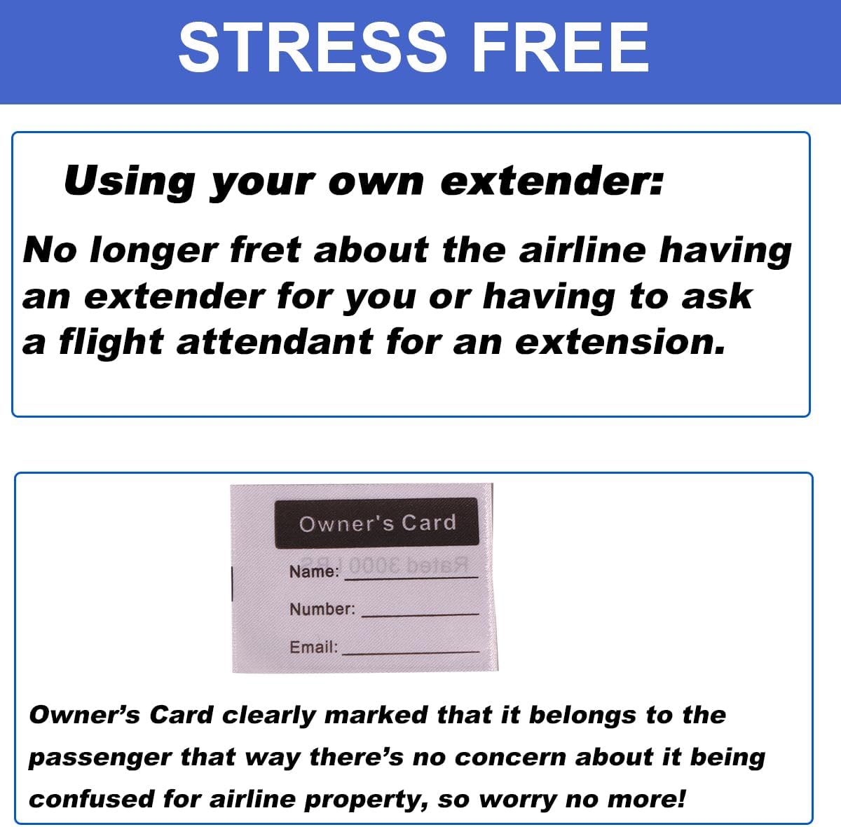Air Belt Extender Strap for Universal Almost All Major Flights Except Southwest,Belt Extension Adjustable Length 7-25",Travel Comfort for Fat Big Obese People(Type A)