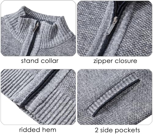 XinYangNi Men's Sweaters Full Zip Slim Thick Knitted Cardigan Sweaters Jacket with Pockets4