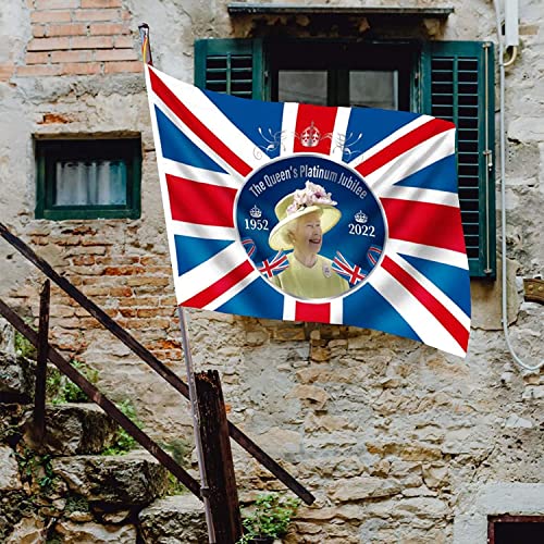 SHATCHI Large 5X3Ft Queens Platinum Jubilee Banner Poster Union Jack Flag Her Majesty 70th Anniversary British Party Decorations - Image 3