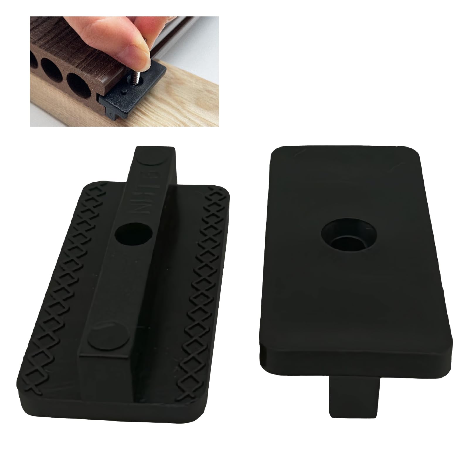 Pack De 100 Clips De Fijación Oculta Para Tarima Compuesta WPC/BPC - Con Tornillos, En Forma De T, Color Negro