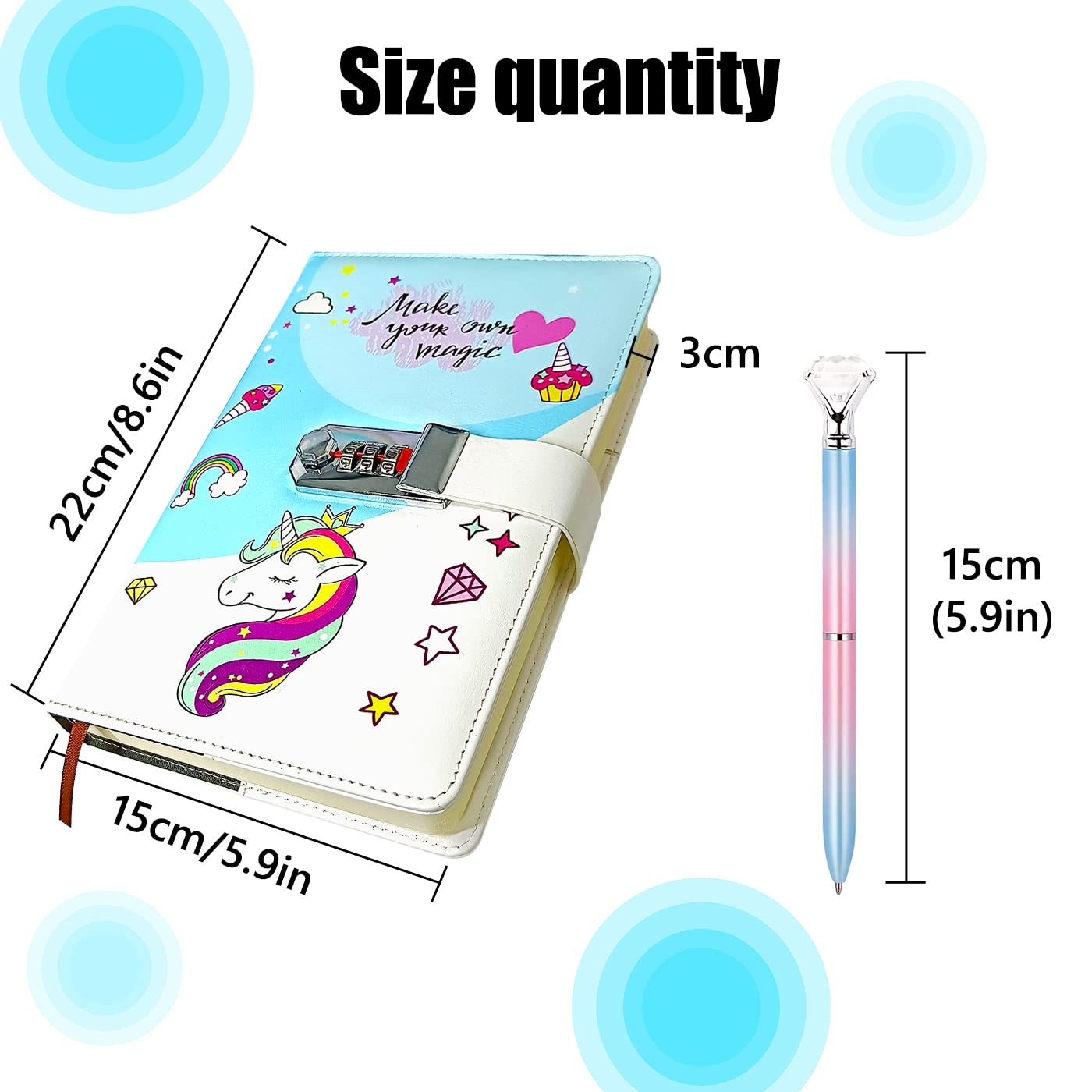 Diario Segreto Con Serratura - A5, In Pelle PU, Con Penna, Per Ragazze 6-15 Anni, Regalo Ideale - Foto 2