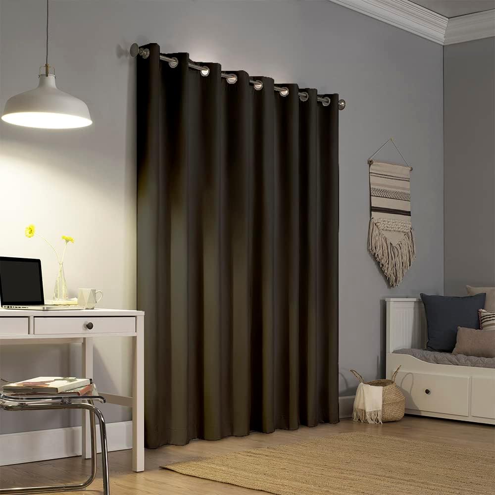 Bhoomi ImpexRoom Darkening Blackout Long Door Curtain 8 feet Set of 2 | Thermal Insulated Stainless Steel Eyelets, Heavy Blackouts | Dark Grey Soild