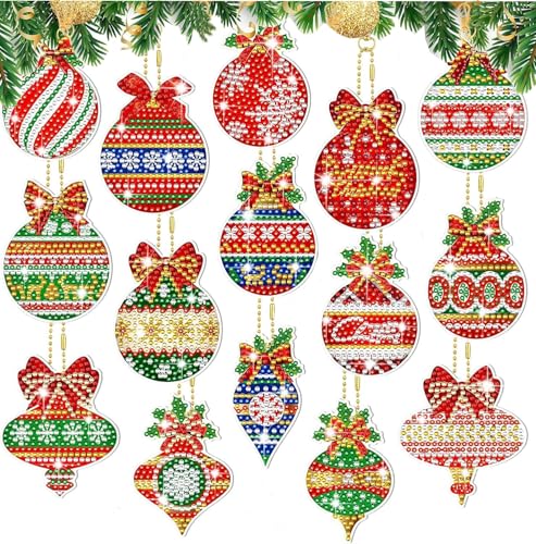 15 Pcs Diamond Art Christmas Keychains Kit for Decor and Gift-Giving key01