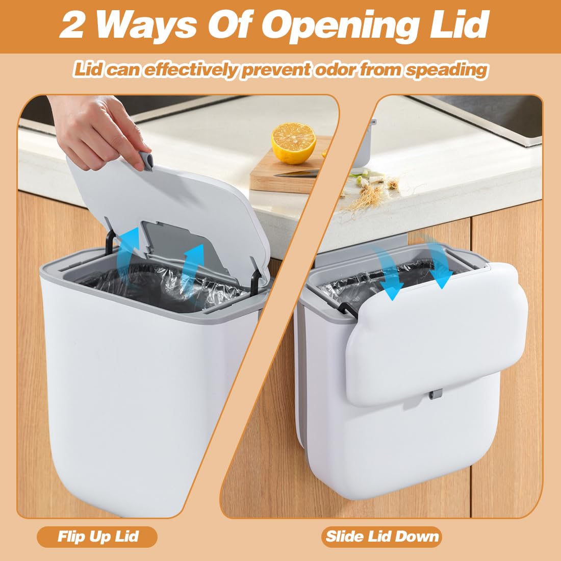 Faltbarer Mülleimer 10L - Hängender Abfalleimer Für Küche | Schranktür Montage