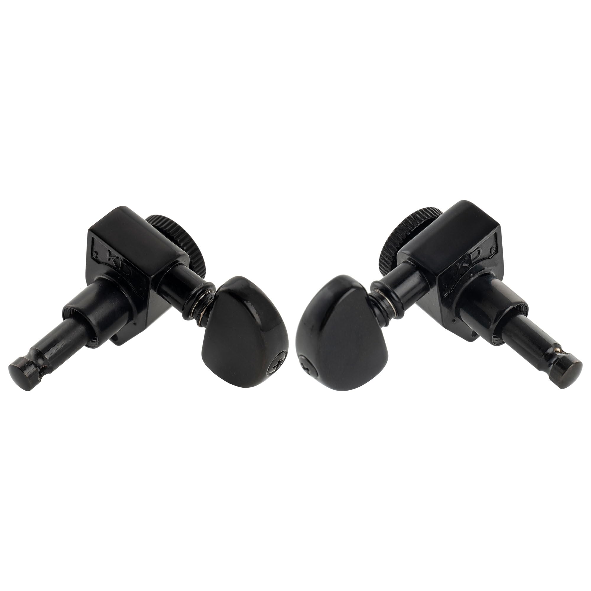 Musiclily Pro R18K 3R3L Clavijas de Afinación Bloqueo 18:1 Ratio Clavijeros Bloqueantes con Botón Media Luna para Guitarra Eléctrica Acústica, Negro