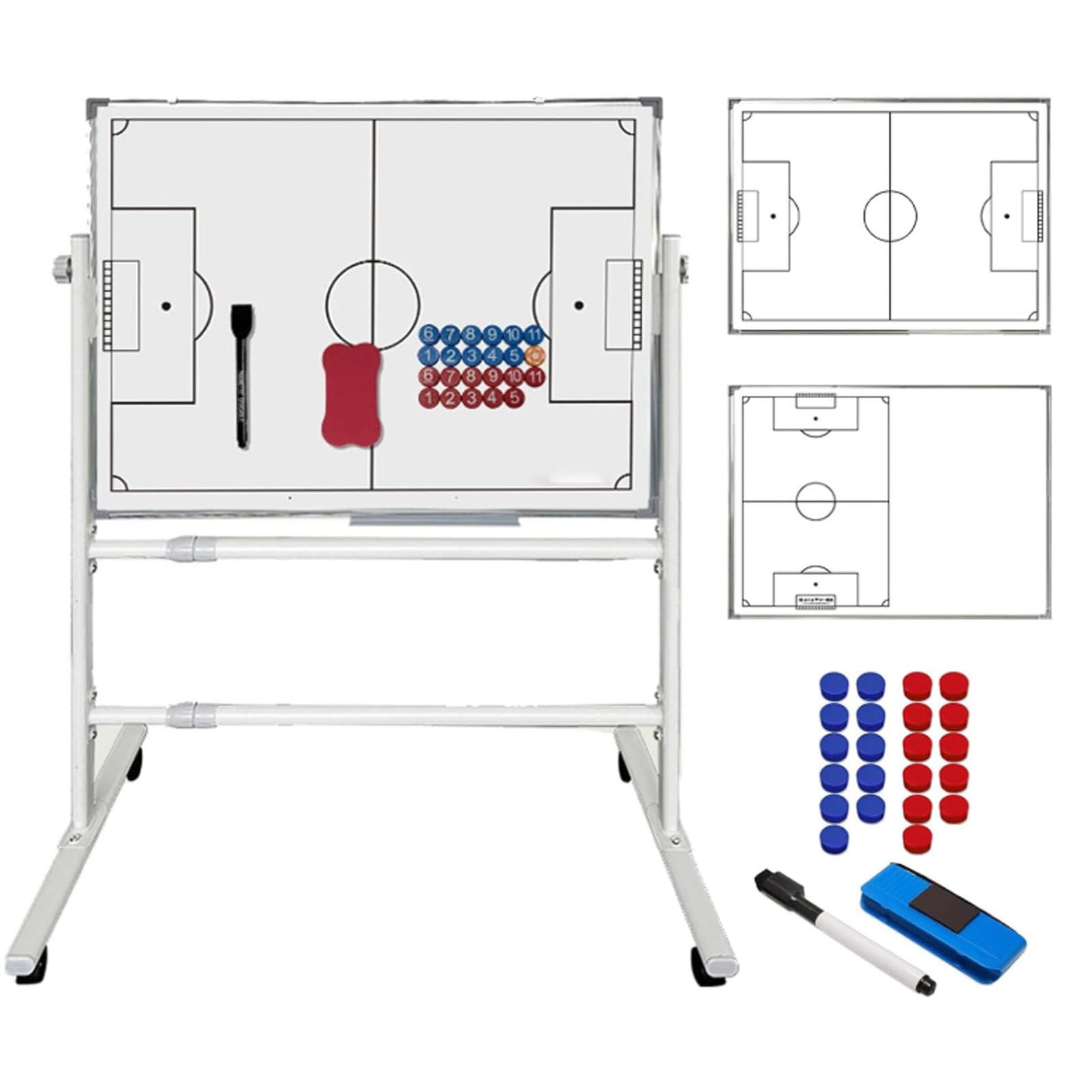 Lavagna magnetica per allenatori fronte/retro, grande display tattico con ruote per pallacanestro, calcio, allenamento quotidiano e distribuzione tattica
