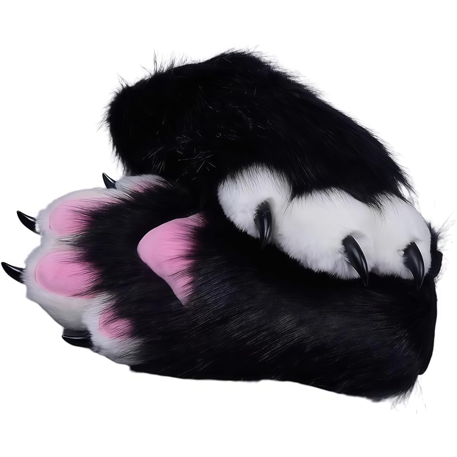 Fursuit paws gloves Multiple colors to choose from Furry claws Cosplay exhibition costumes Cat paw glove (black, One Size) โ image 1