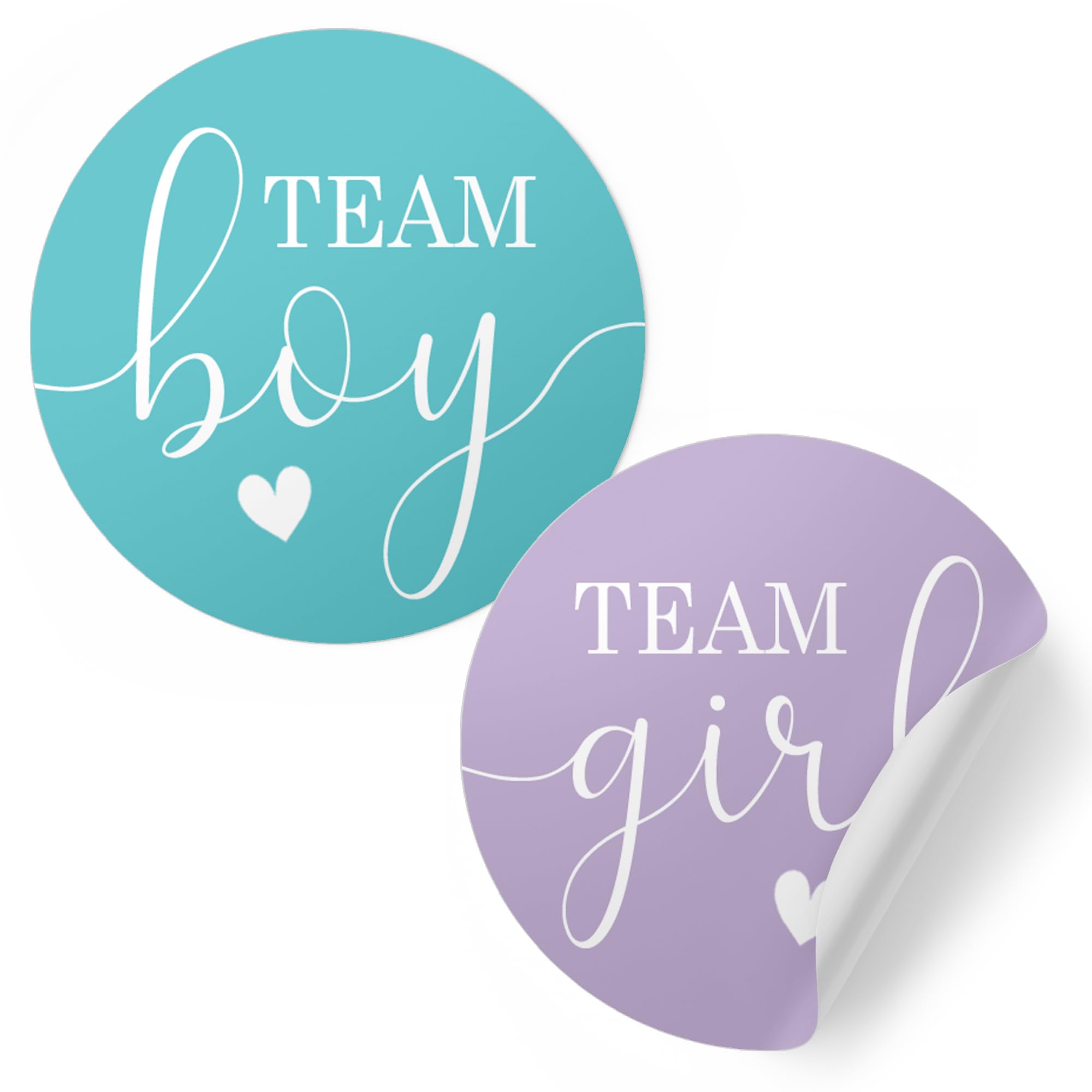 Purple and Teal Gender Reveal Party - Team Boy or Team Girl Stickers - Baby Gender Reveal Decorations - 40 Count