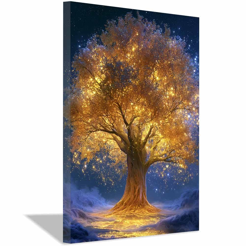 HOQIU Tree Wall Art Glowing Giants Magics tree artwork, home canvas prints, for Bathroom Living Room Bedroom(Multicolor)-60x80cm Framed