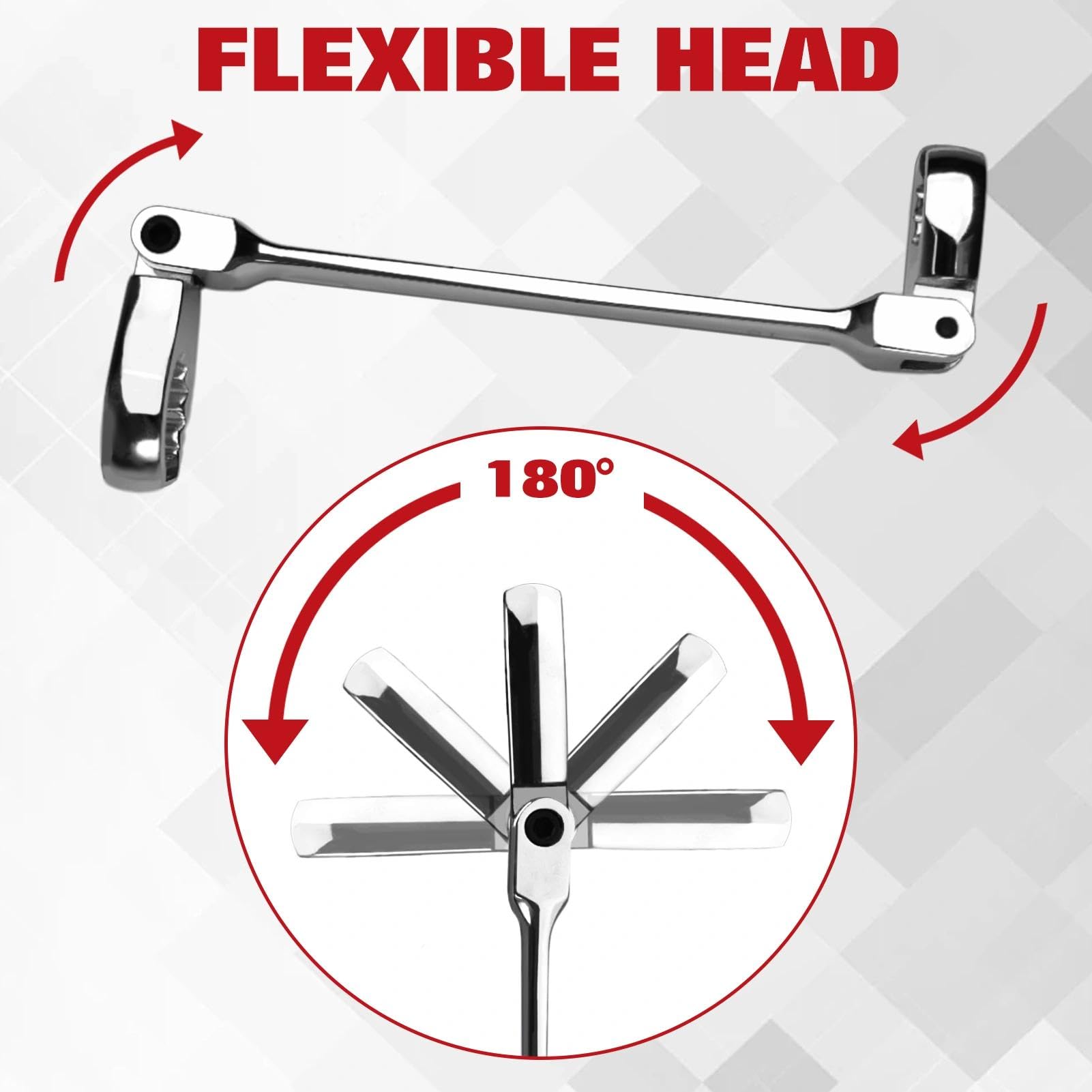 LEONTOOL Jeu de 6 clés à écrous évasés à tête flexible Métrique 9, 10, 11, 12, 13, 14, 15, 17, 18, 19, 21mm | Clé de conduite de frein à double extrémité ouverte 40 Cr pour l’automobile, la plomberie