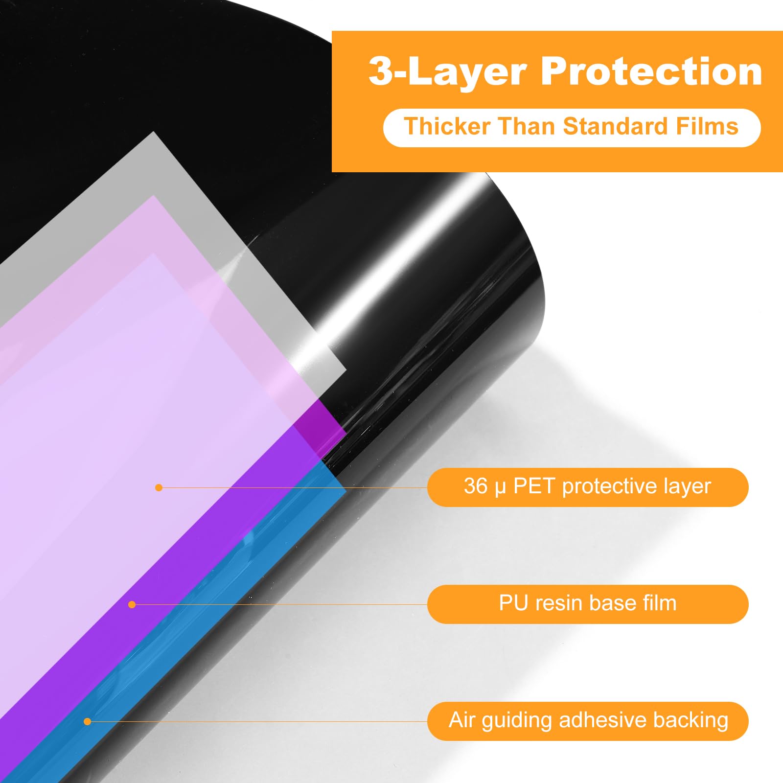 Vinyl Car Wrap, 5 ft. x 1 ft Vinyl wrap Gloss Premium Piano Black, Vehicle wrap for Automotive, DIY Interior Exterior, Car Moto Paint Protection Film Prevents Minor cuts and scrapes