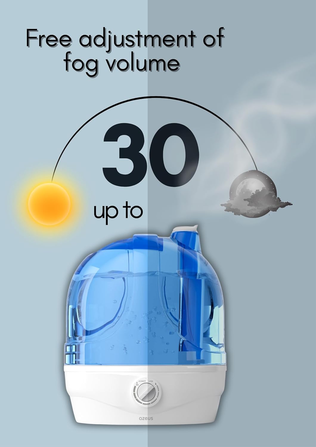 Nawilżacz powietrza do sypialni, 2,8 l, ultradźwiękowy nawilżacz powietrza Cool Mist do domu, pokoju dziecięcego i roślin, cicha praca do 30 godzin, automatyczne wyłączanie