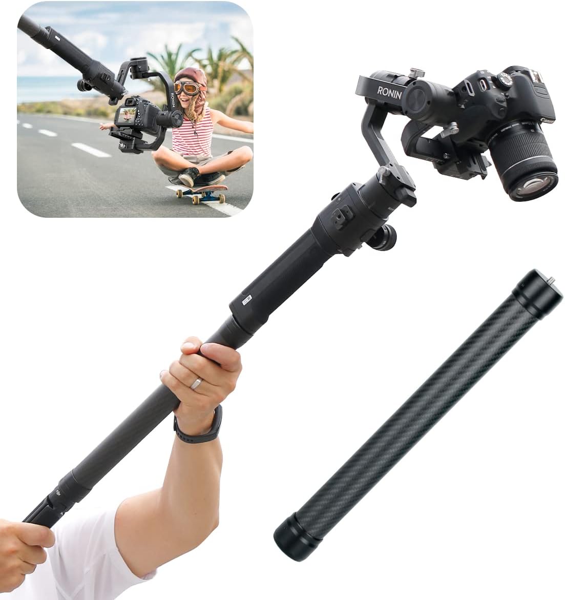 Agimbalgear - Professional stabilizer extendable pole - carbon fiber - for DJI Ronin S; Ronin-SC; Moza Air 2; Zhiyun Crane 2 - video accessory